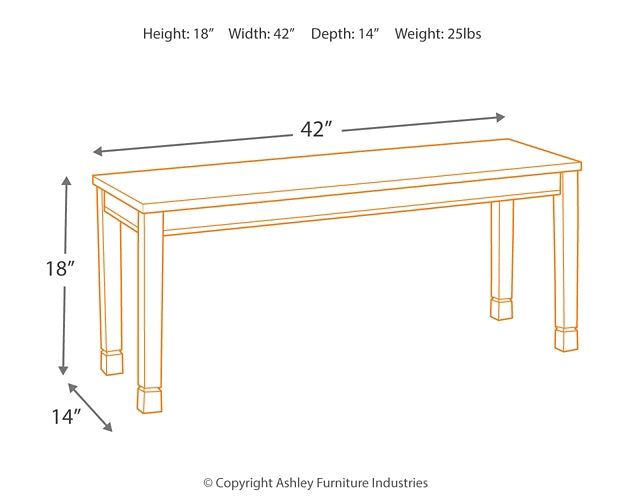 Whitesburg Large Dining Room Bench