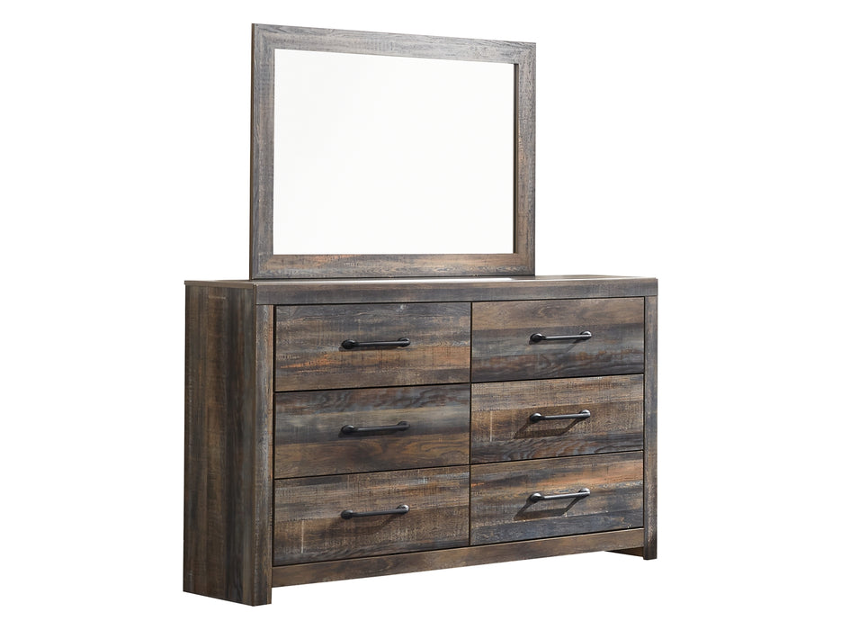 Drystan King Panel Headboard with Mirrored Dresser, Chest and 2 Nightstands