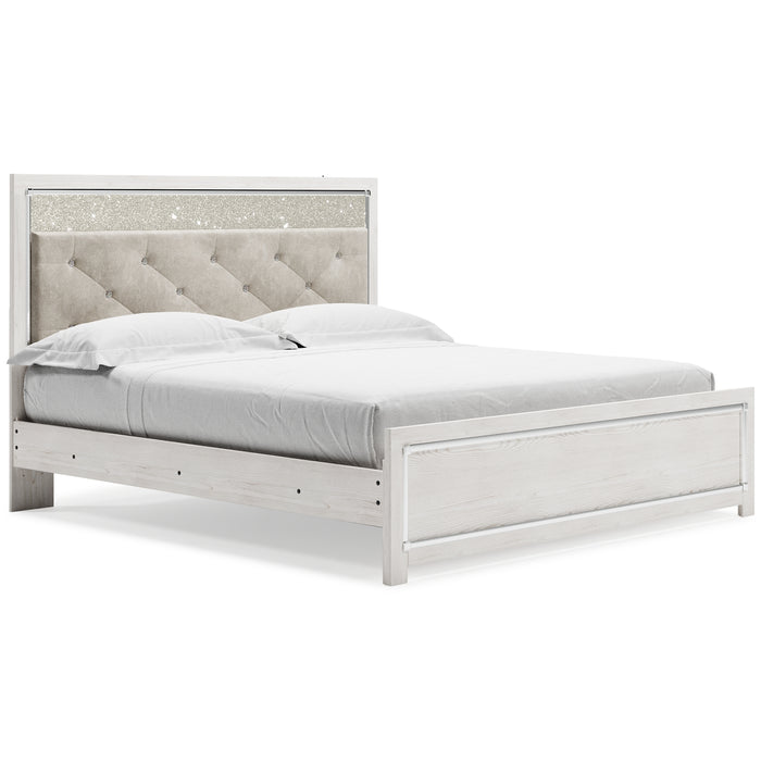 Altyra King Panel Bed with Mirrored Dresser, Chest and 2 Nightstands