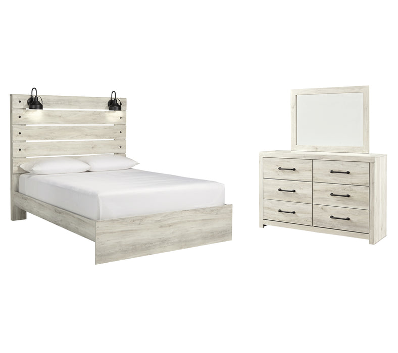 Cambeck Queen Panel Bed with Mirrored Dresser