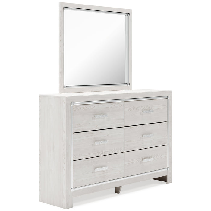 Altyra Queen Bookcase Headboard with Mirrored Dresser and 2 Nightstands