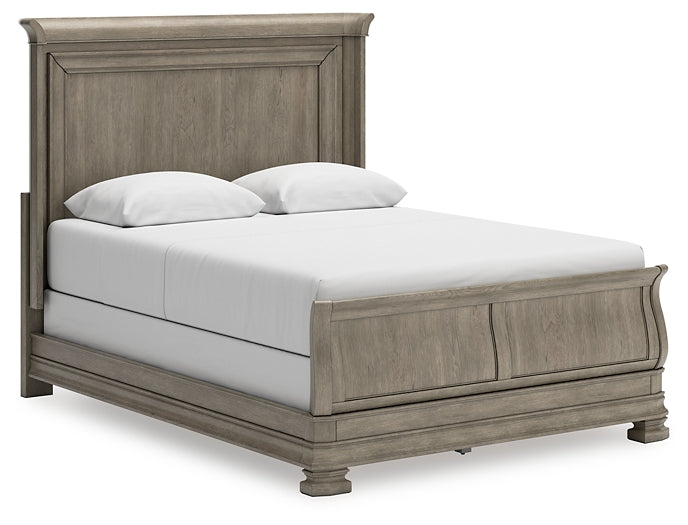 Lexorne Queen Sleigh Bed with Mirrored Dresser