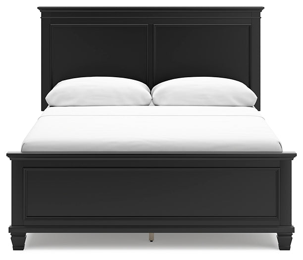 Lanolee Queen Panel Bed with Mirrored Dresser and Nightstand