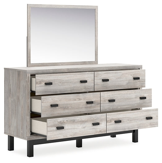 Vessalli Queen Panel Headboard with Mirrored Dresser and Chest