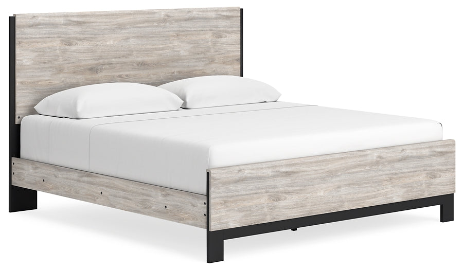 Vessalli King Panel Bed with Mirrored Dresser and 2 Nightstands