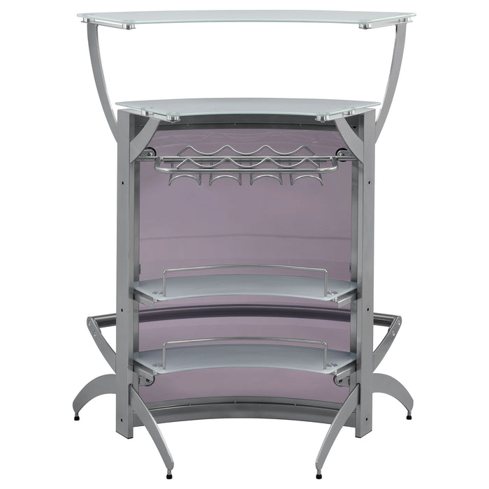 Dallas 2-shelf Curved Freestanding Home Bar Cabinet Silver