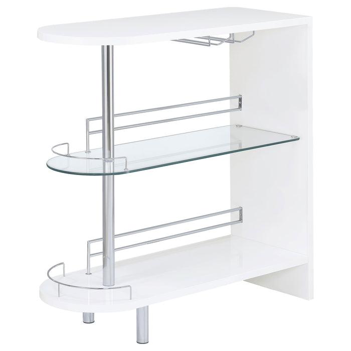 Adolfo Rectangular 2-tier Home Bar Table White High Gloss