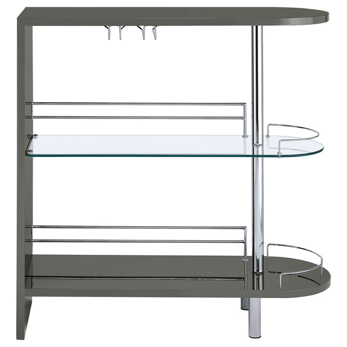 Adolfo Rectangular 2-tier Home Bar Table Grey High Gloss