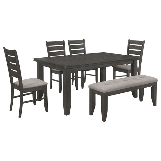 Dalila 6-piece Rectangular Dining Table Set Dark Grey