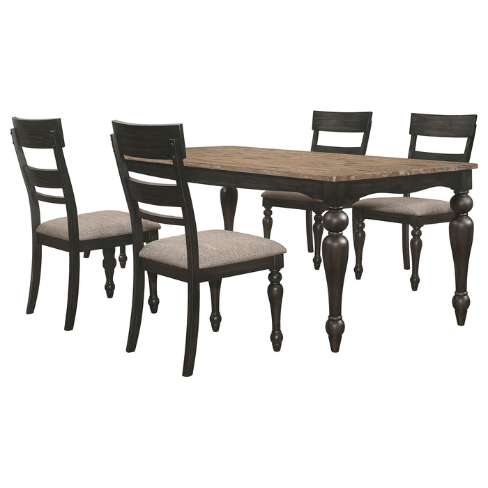 Bridget 5-piece Rectangular Dining Set Charcoal Sand Through