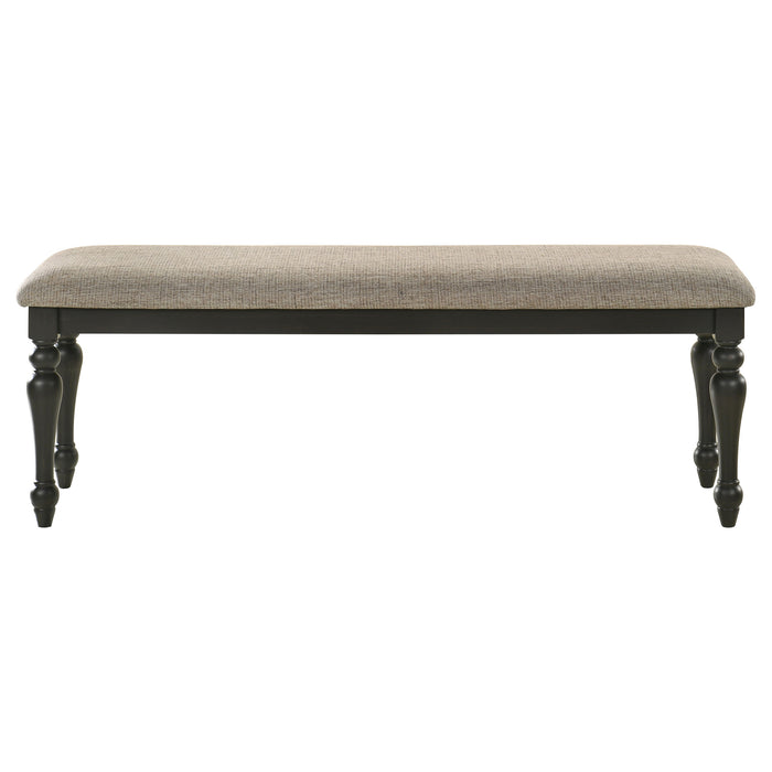 Bridget Fabric Upholstered Dining Bench Stone and Charcoal