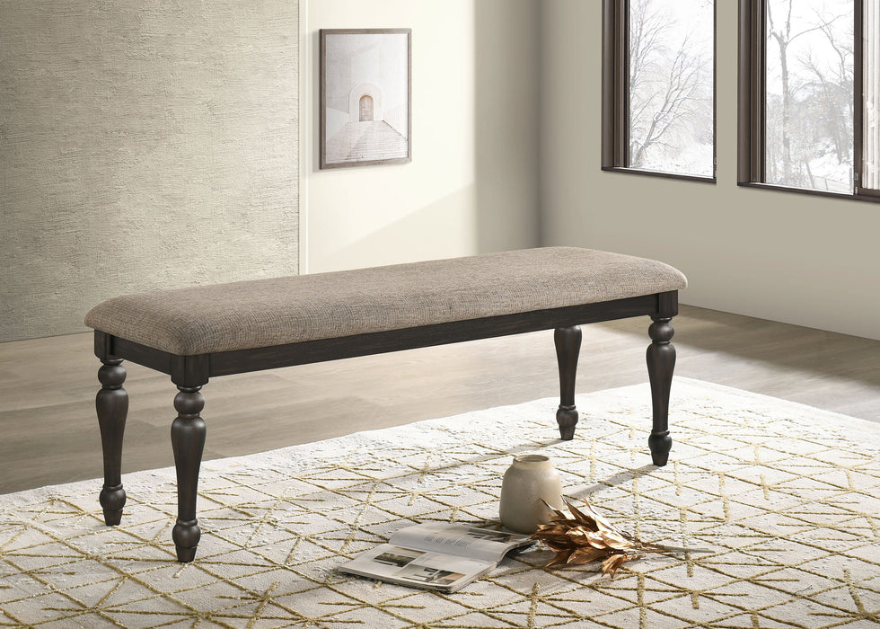 Bridget Fabric Upholstered Dining Bench Stone and Charcoal