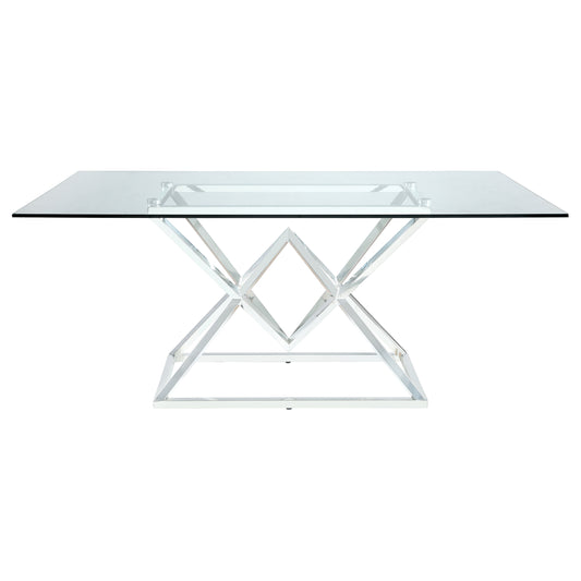 Beaufort Rectangular 71-inch Glass Top Dining Table Chrome