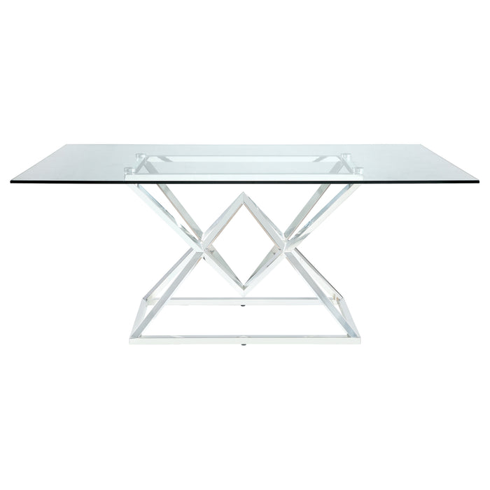 Beaufort Rectangular 71-inch Glass Top Dining Table Chrome