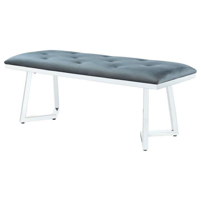 Beaufort Velvet Upholstered Dining Bench Steel Grey