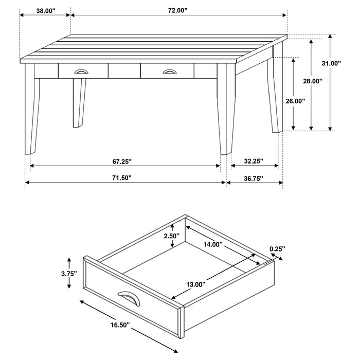 Kingman 72-inch 4-drawer Dining Table Distressed White