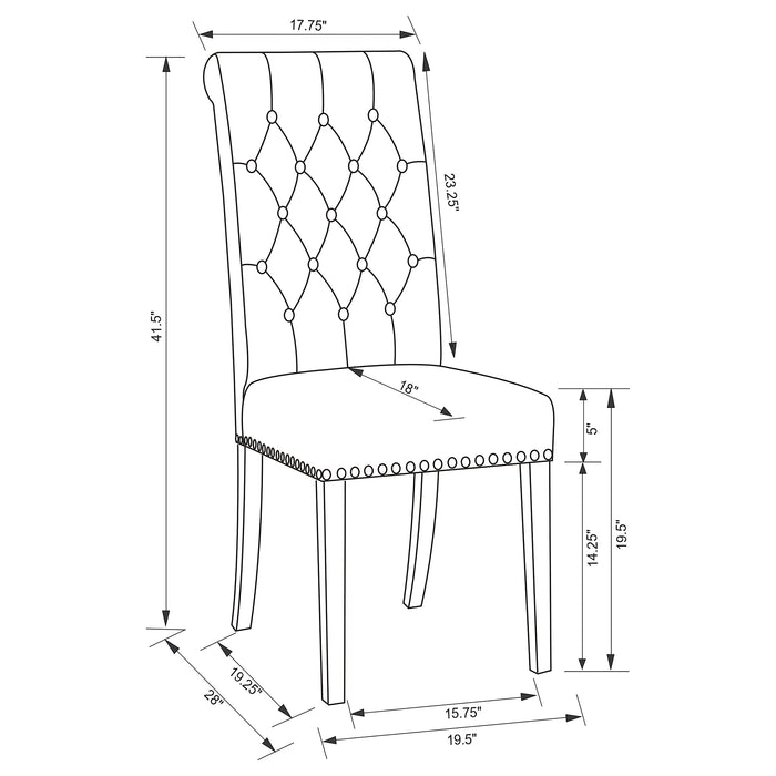 Alana Fabric Upholstered Dining Side Chair Grey (Set of 2)