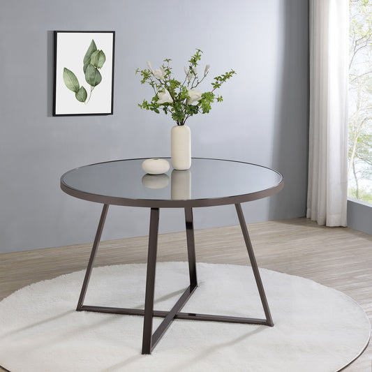 Jillian Round 45-inch Mirror Top Dining Table Black Nickel