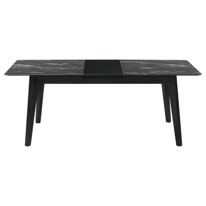 Crestmont 78-inch Extension Dining Table Black Faux Marble