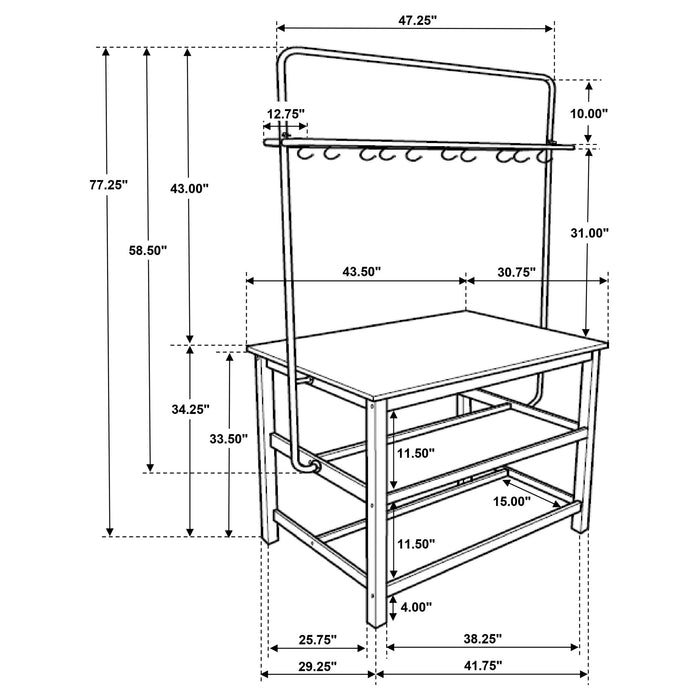 Edgeworth 3-piece Kitchen Island Counter Table Set White