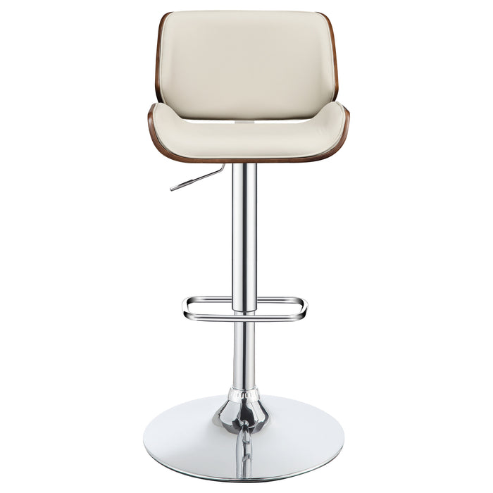 Folsom Upholstered Adjustable Bar Stool Ecru and Chrome