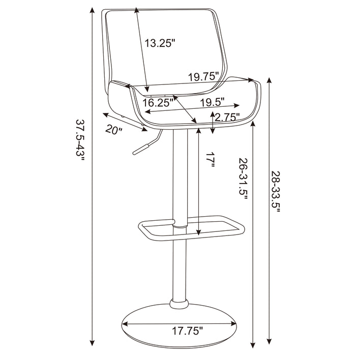 Folsom Upholstered Adjustable Bar Stool Ecru and Chrome