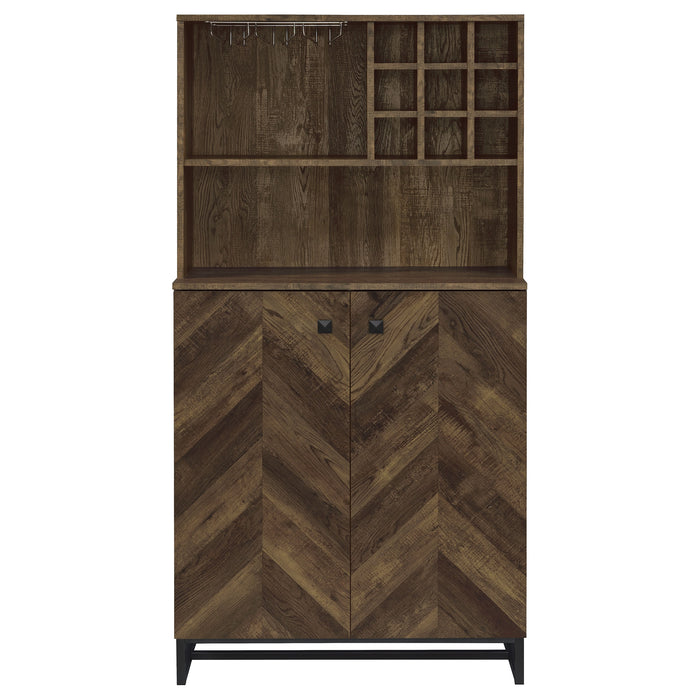 Mendoza 2-door Home Bar Cabinet Wine Storage Rustic Oak