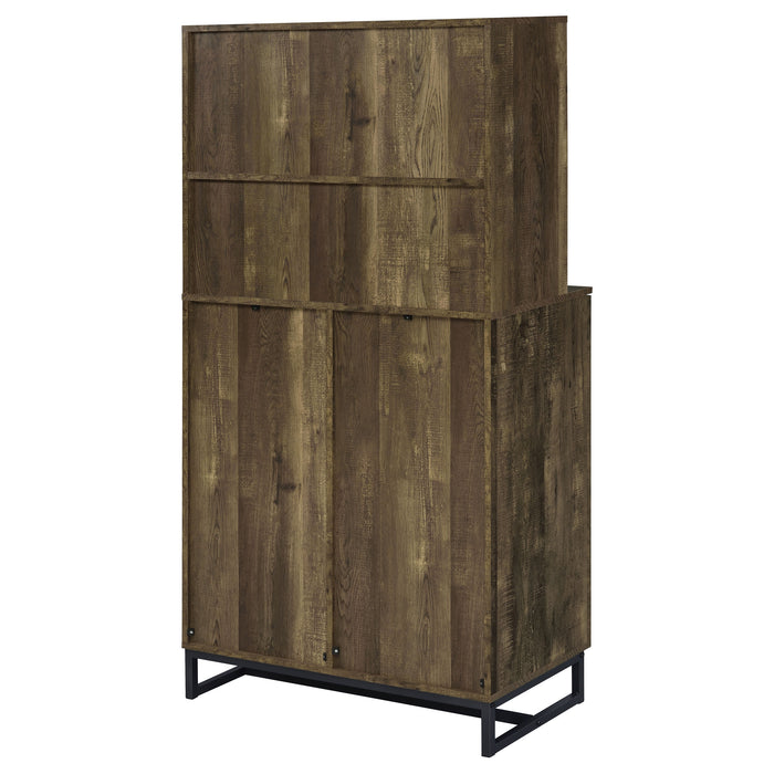 Mendoza 2-door Home Bar Cabinet Wine Storage Rustic Oak