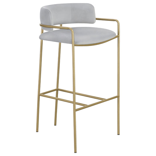 Comstock Upholstered Low Back Stool Grey and Gold