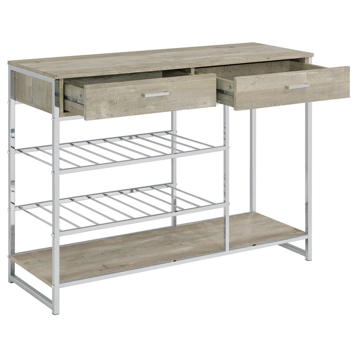 Melrose 2-drawer Home Bar Storage with Wine Rack Grey