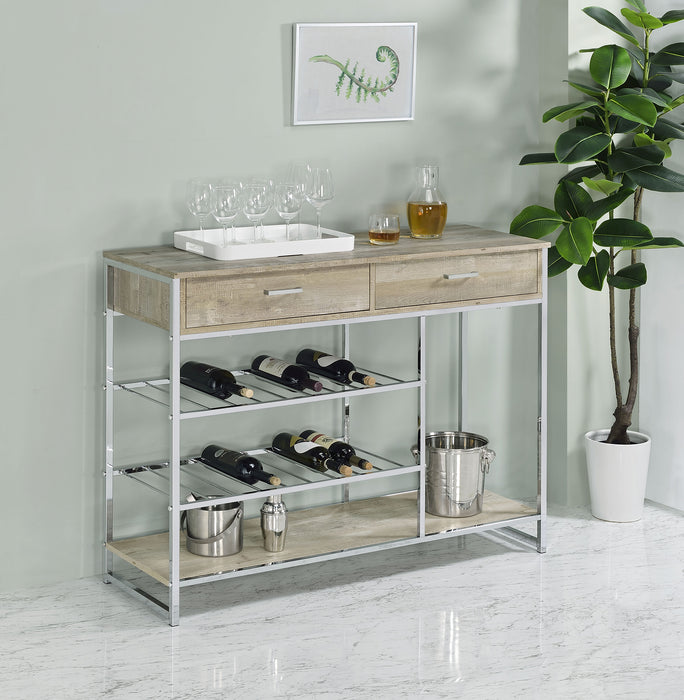 Melrose 2-drawer Home Bar Storage with Wine Rack Grey