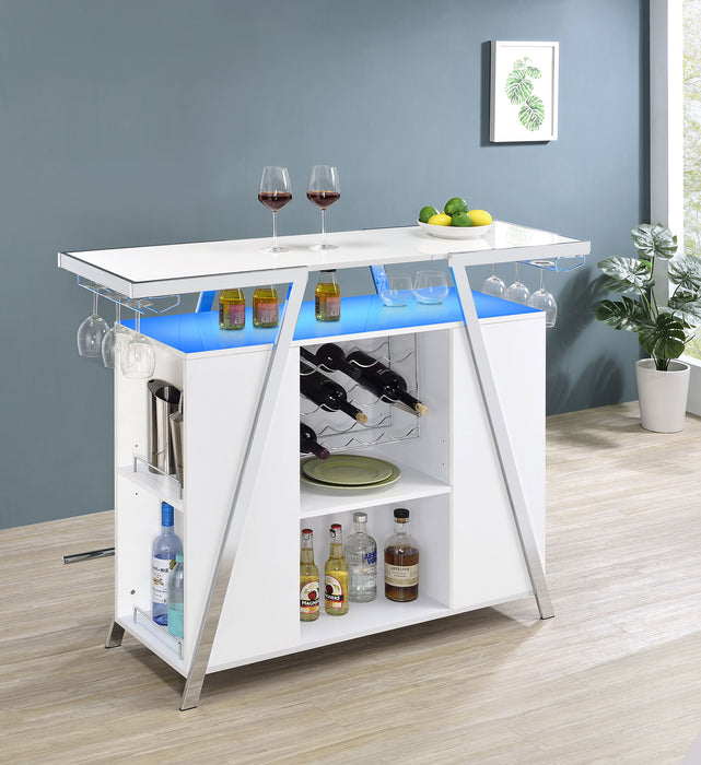 Araceli Freestanding LED Home Bar Cabinet White High Gloss