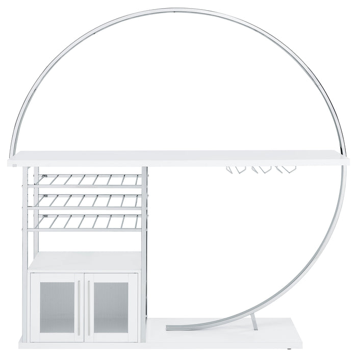 Risley 2-door Circular LED Home Bar Cabinet White High Gloss