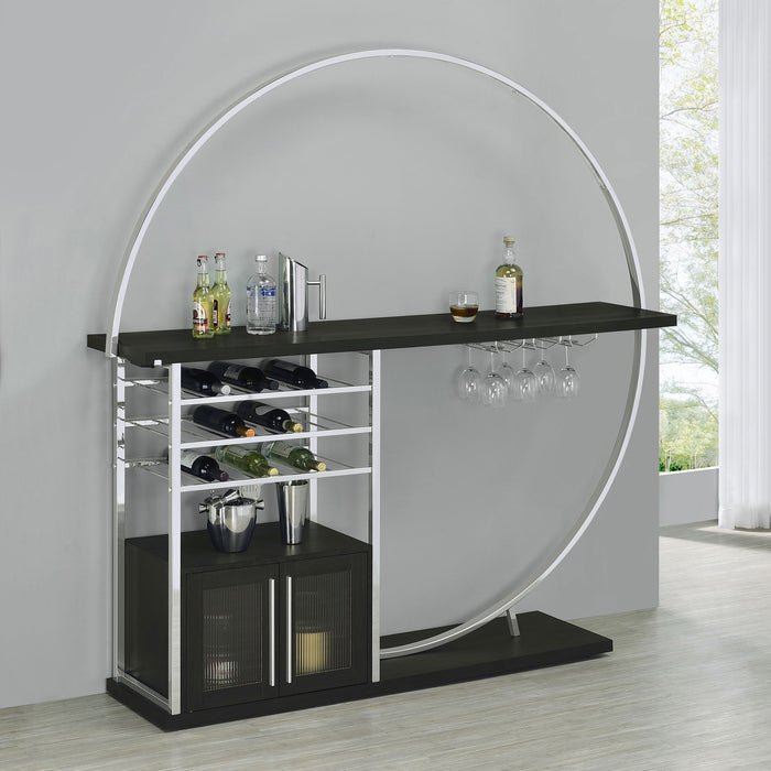 Risley 2-door Circular LED Home Bar Cabinet Dark Charcoal