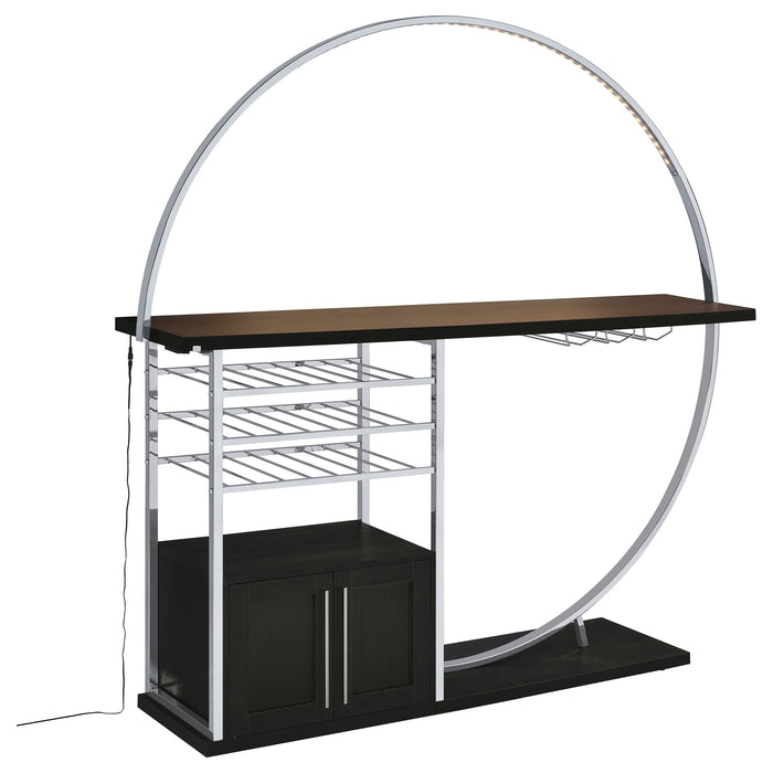 Risley 2-door Circular LED Home Bar Cabinet Dark Charcoal