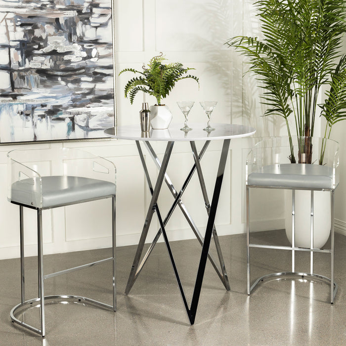 Bexter Round 35-inch Faux Marble Bistro Bar Table Chrome