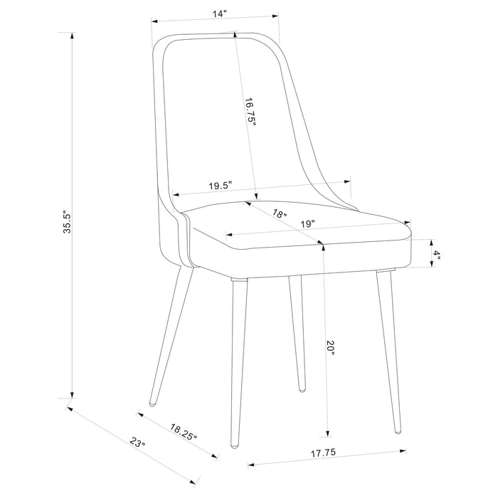 Alan Fabric Upholstered Dining Side Chair Grey (Set of 2)