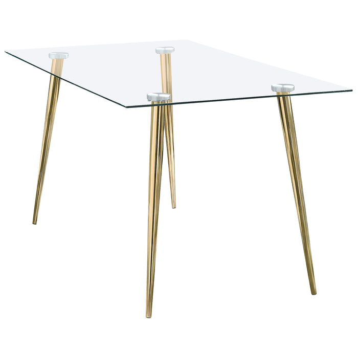 Gilman Rectangular 64-inch Glass Top Dining Table Gold