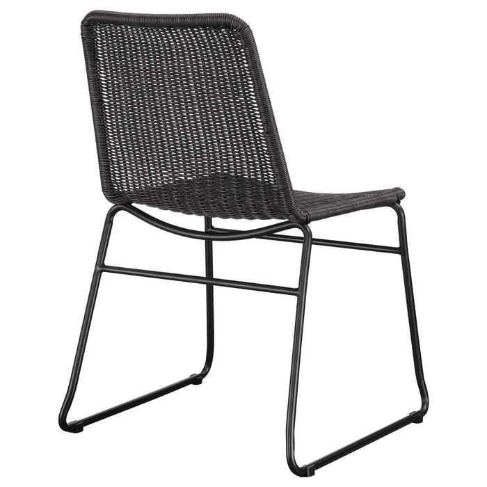 Dacy Faux Rattan Metal Dining Side Chair Brown (Set of 2)