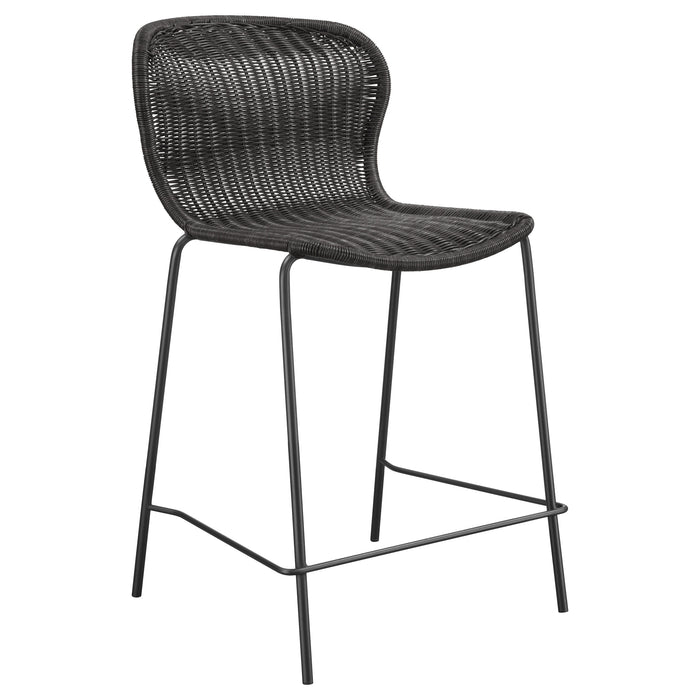 Mckinley Faux Rattan Metal Counter Chair Brown (Set of 2)