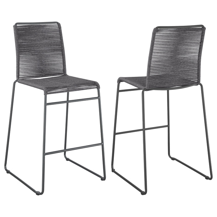 Jerome Woven Rope Metal Bar Chair Charcoal (Set of 2)