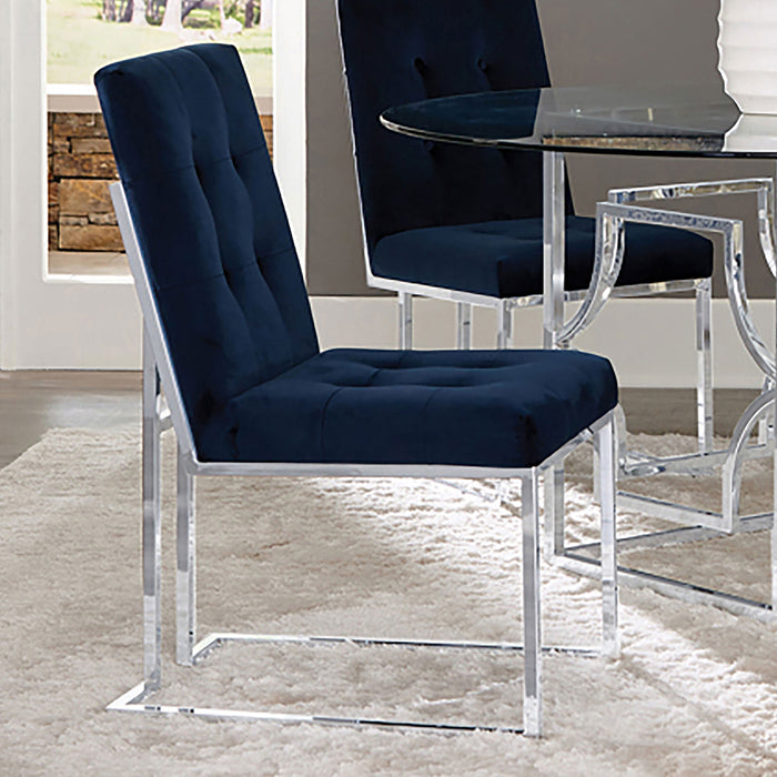 Cisco Velvet Upholstered Dining Side Chair Chrome (Set of 2)