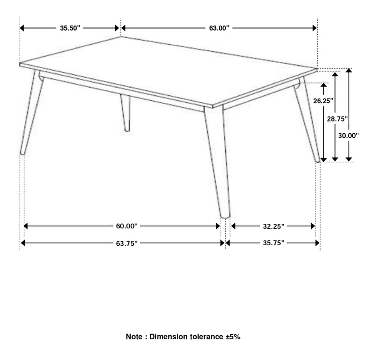 Everett Rectangular 63-inch Faux Marble Dining Table White