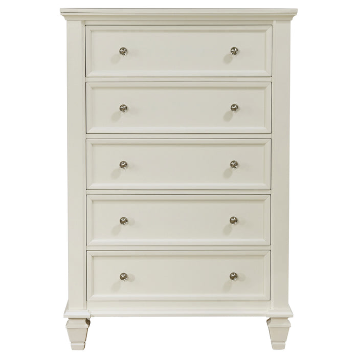 Sandy Beach 5-drawer Bedroom Chest Cream White