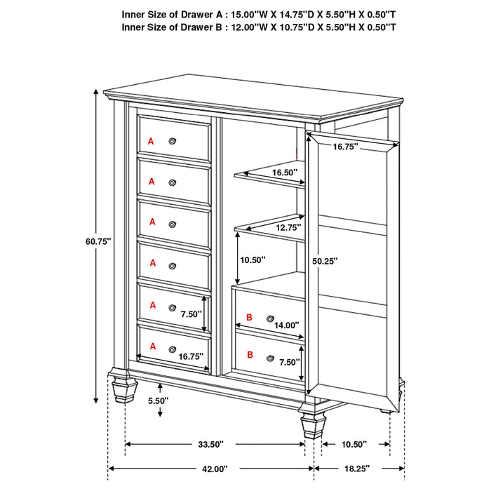 Sandy Beach 8-drawer Door Chest Black