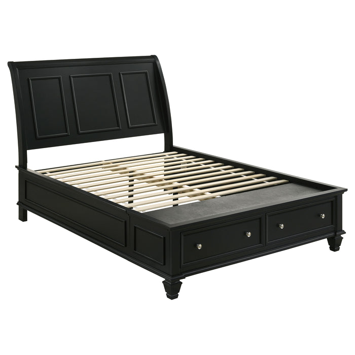 Sandy Beach Wood Queen Storage Panel Bed Black