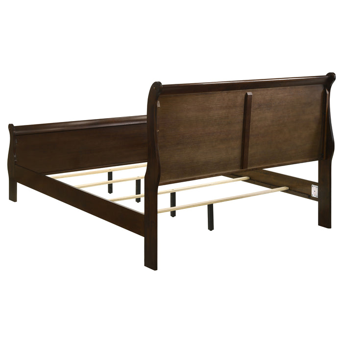 Louis Philippe Wood Queen Sleigh Bed Cappuccino