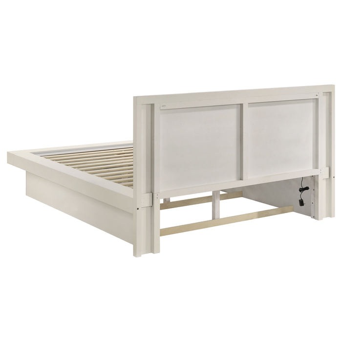 Jessica Wood Eastern King LED Panel Bed Snow White