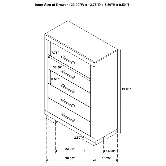 Jessica 5-drawer Bedroom Chest Snow White