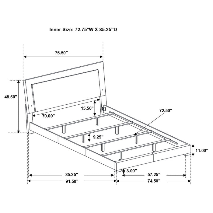 Felicity Wood California King LED Panel Bed White High Gloss